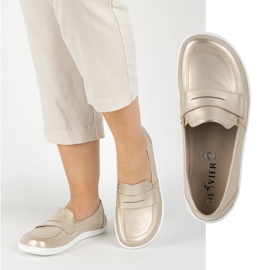 Olivier Barefoot elegant women's minimalist leather loafers 1280 zlotys golden 1