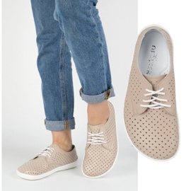 Olivier Women's barefoot minimalist sneakers 1288pol beige with white 1