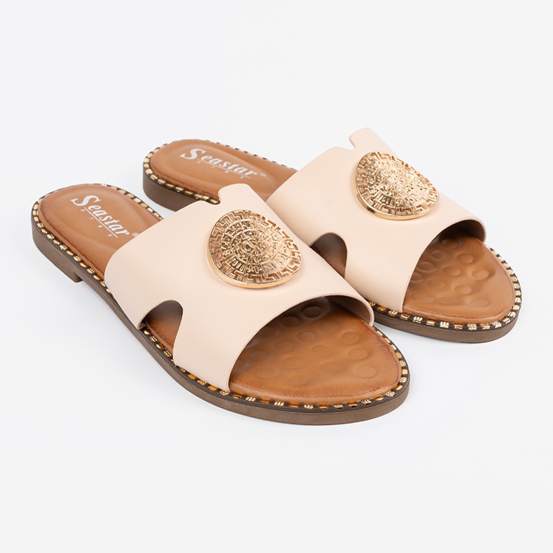 Seastar Light -bearing flaps with a golden decoration beige 1