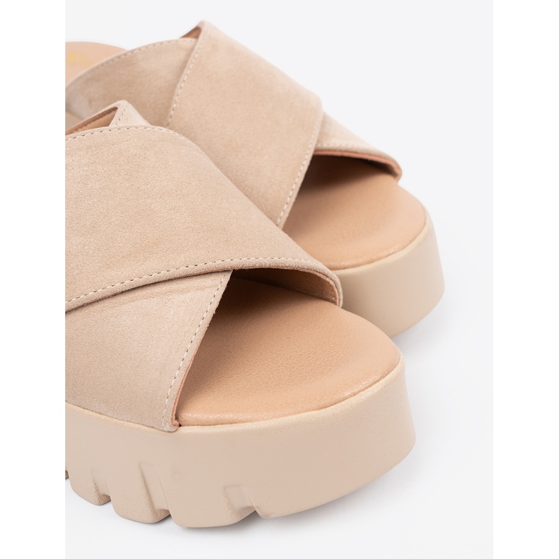 Seastar Women's beige suede wedge sandals 2