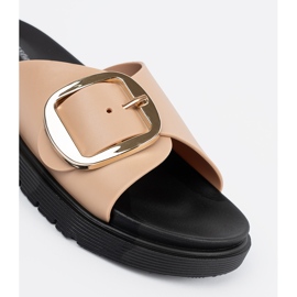 Seastar Beige women's flip flops with a golden buckle 1