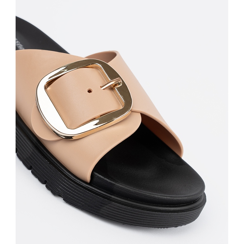 Seastar Beige women's flip flops with a golden buckle 1