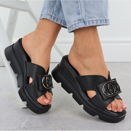 Women's slippers on wedges Black Vinceza 58464 1 Women's slippers on wedges Black Vinceza 58464 1
