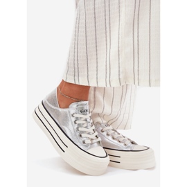Women's leather sneakers on Goe RR2N4108 Silver platform 1