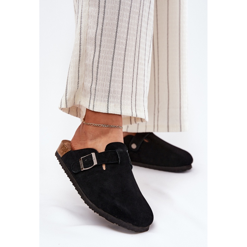 Women's suede flip -flops with Big Star RR274A384 Black Blame clamp 2