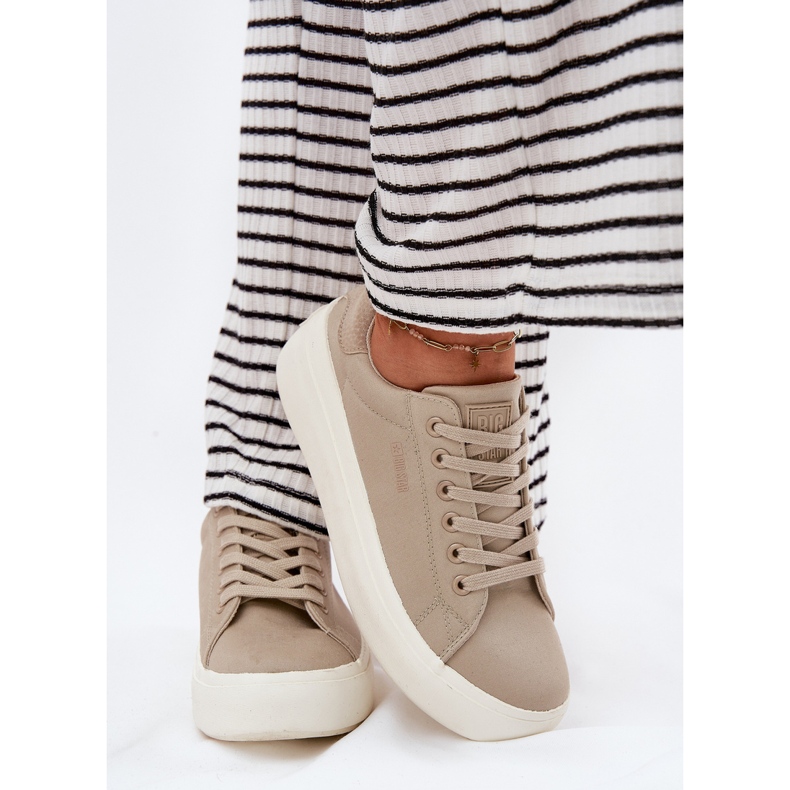 Women's material sneakers on the Big Star RR274465 platform beige 1