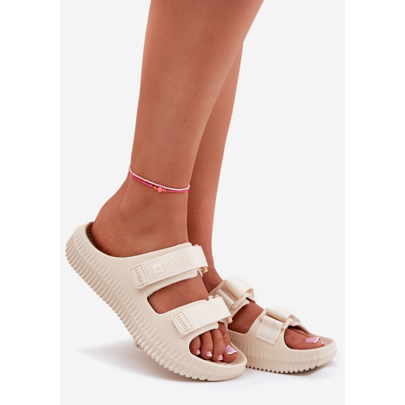 Women's foam slippers with Big Star RR274A529 Velcro beige 1