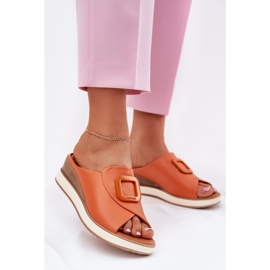 Women's leather flip flops Artiker 56C2149 orange 2 Women's leather flip flops Artiker 56C2149 orange 2