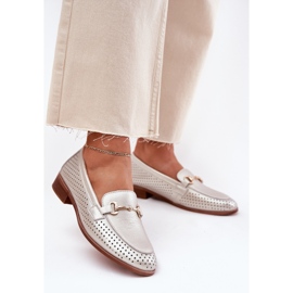 S.Barski Women's leather loafers with flat-heeled ornament S. Barski LR51-594 silver 2 S.Barski Women's leather loafers with flat-heeled ornament S. Barski LR51-594 silver 2