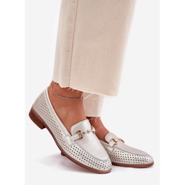 S.Barski Women's leather loafers with flat-heeled ornament S. Barski LR51-594 silver 1 S.Barski Women's leather loafers with flat-heeled ornament S. Barski LR51-594 silver 1