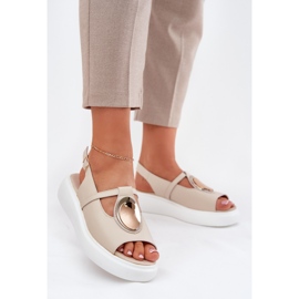 Leather elegant women's sandals s.barski gr51-603 beige 2