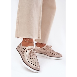 S.Barski Women's leather shoes S. Barski LR51-611 Złote golden 2