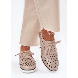 S.Barski Women's leather shoes S. Barski LR51-611 Złote golden 3