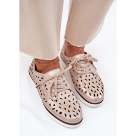 S.Barski Women's leather shoes S. Barski LR51-611 Złote golden 5