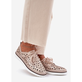 S.Barski Women's leather shoes S. Barski LR51-611 Złote golden 1