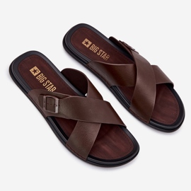 Men's leather slippers with Big Star RR174077 brown buckle 2 Men's leather slippers with Big Star RR174077 brown buckle 2