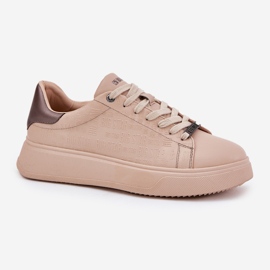 Women's sneakers with eco leather big star rr274259 beige 1