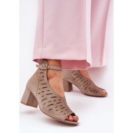 Women's suede boots on the Maciejka post 06893-10 dark beige 2 Women's suede boots on the Maciejka post 06893-10 dark beige 2