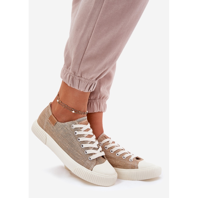 Women's material sneakers big star rr274795 beige 1
