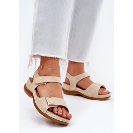 EVento Comfortable women's sandals for beige wedges 2
