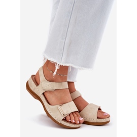 EVento Comfortable women's sandals for beige wedges 1