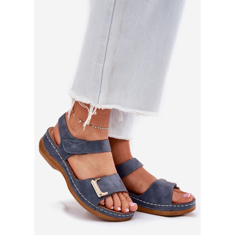 EVento Comfortable women's sandals on the blue wedges 1 EVento Comfortable women's sandals on the blue wedges 1
