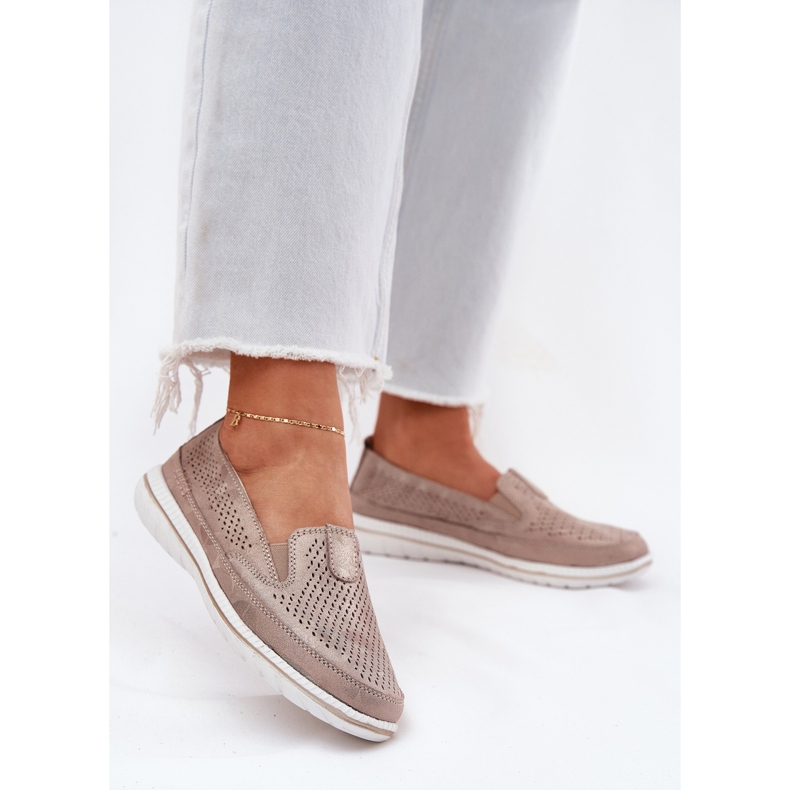 EVento Zlota openwork openwork loafers golden 1