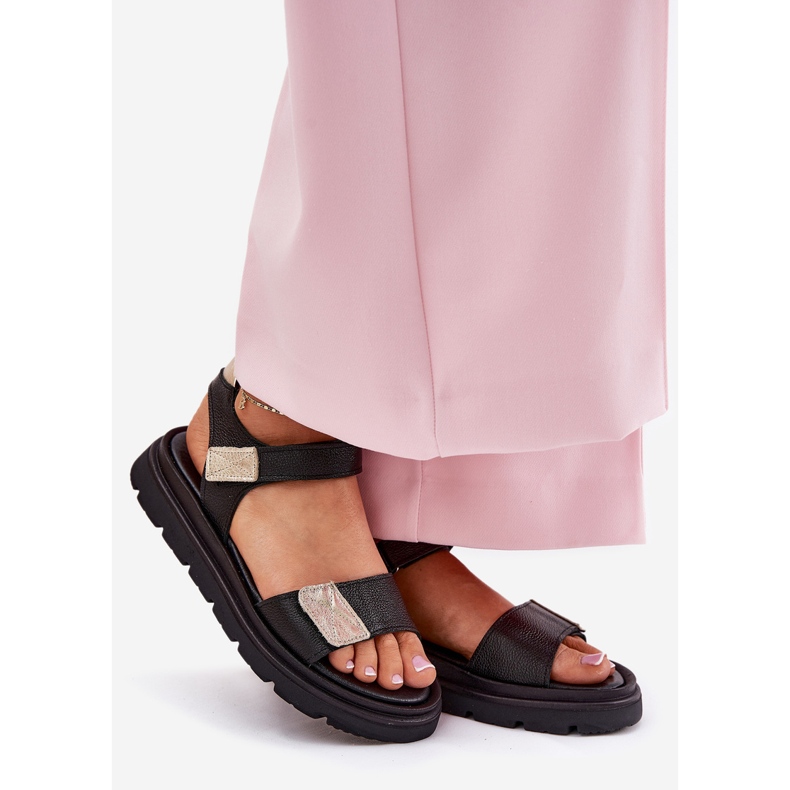 Women's leather sandals on the Zazoo 40443 black platform 1 Women's leather sandals on the Zazoo 40443 black platform 1