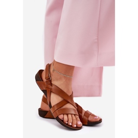 Flat leather sandals Women's Zazoo 40032 brown 1 Flat leather sandals Women's Zazoo 40032 brown 1