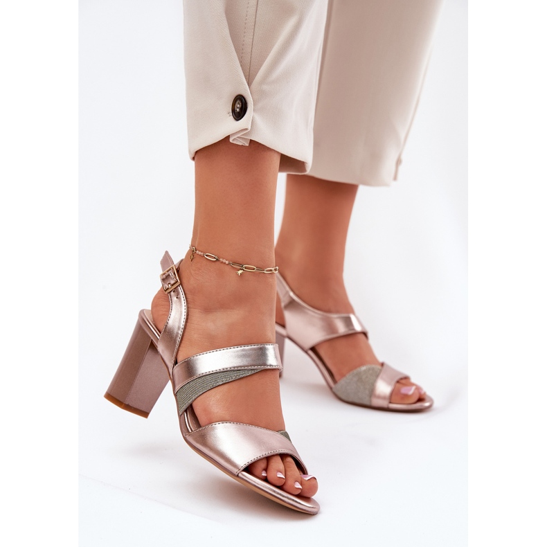 Women's sandals on the Sergio Leone SK866 pink pillar golden 2