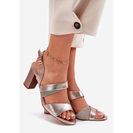 Women's sandals on the Sergio Leone SK866 pink pillar golden 1