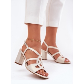 Women's high -heeled sandals Sergio Leone SK884 Pearl beige 2