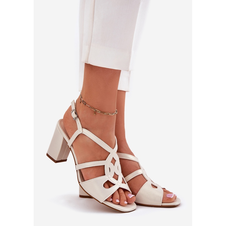 Women's high -heeled sandals Sergio Leone SK884 Pearl beige 1