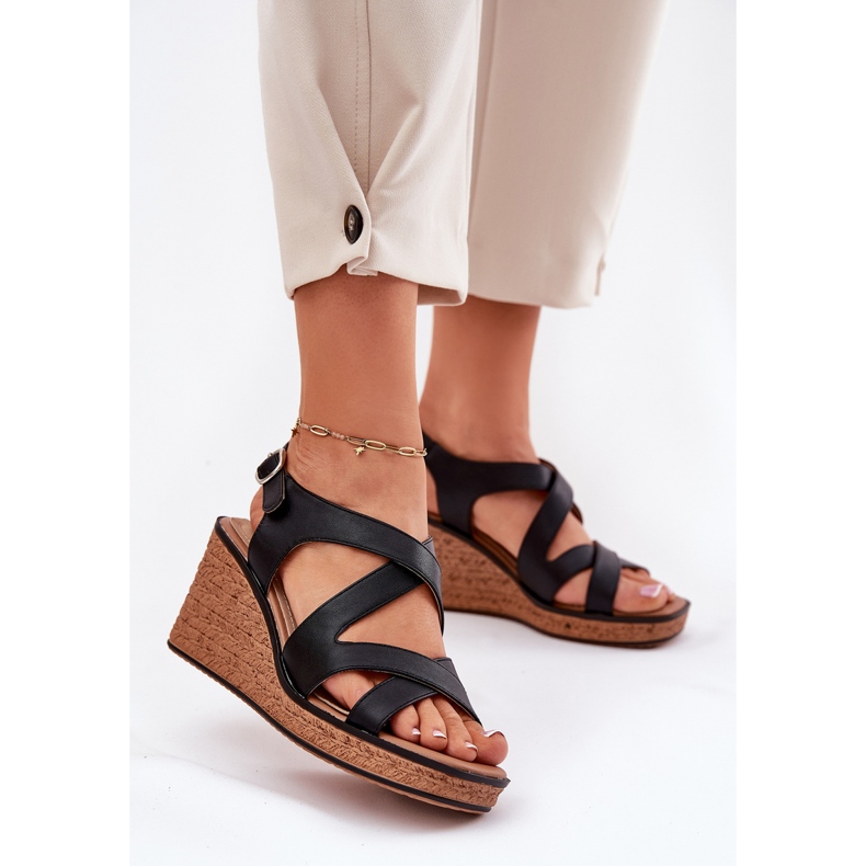 Women's sandals on wedge Sergio Leone SK223 black 2