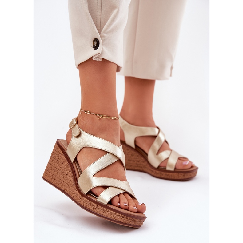 Women's sandals on wedge Sergio Leone SK223 gold golden 2 Women's sandals on wedge Sergio Leone SK223 gold golden 2