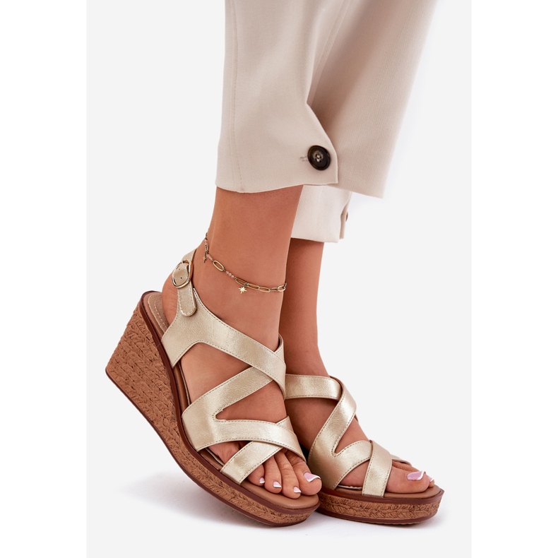 Women's sandals on wedge Sergio Leone SK223 gold golden 1 Women's sandals on wedge Sergio Leone SK223 gold golden 1