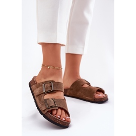 Suede flip flops with women's buckle panto fino rr267024 brown 2