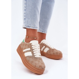 Low sneakers on the Khaki platform beige 2