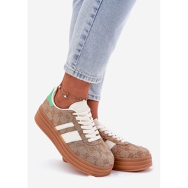 Low sneakers on the Khaki platform beige 1