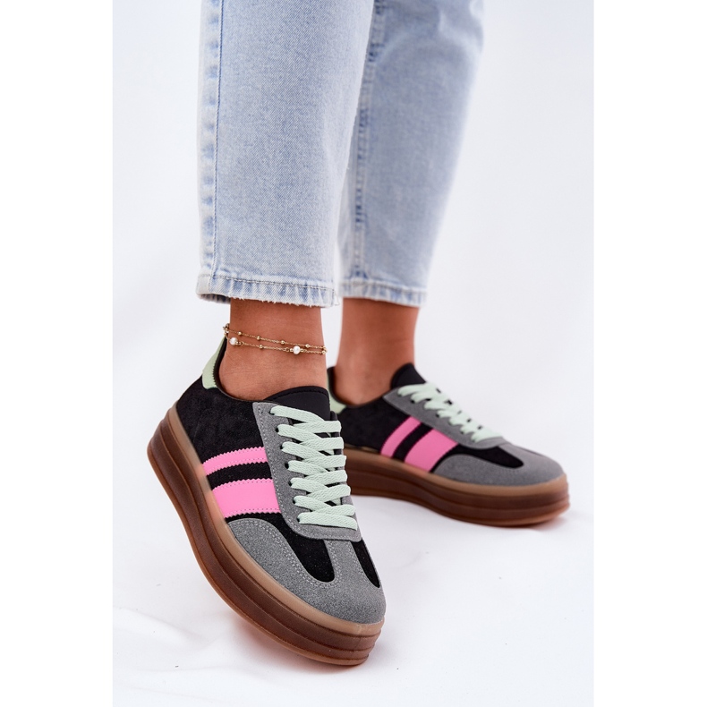 Women's black platform sneakers 2