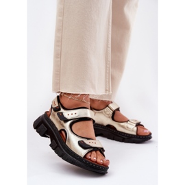 Women's leather sandals with Velcro Artiker 56C0469 PLN golden 2 Women's leather sandals with Velcro Artiker 56C0469 PLN golden 2