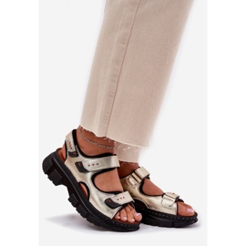 Women's leather sandals with Velcro Artiker 56C0469 PLN golden 1 Women's leather sandals with Velcro Artiker 56C0469 PLN golden 1