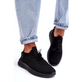 Women's slip -up black sports shoes 1