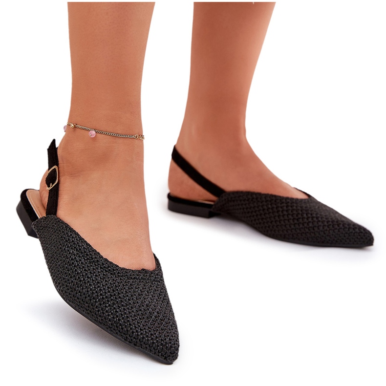 Women's ballerinas with braid and pointed toes black 4 Women's ballerinas with braid and pointed toes black 4