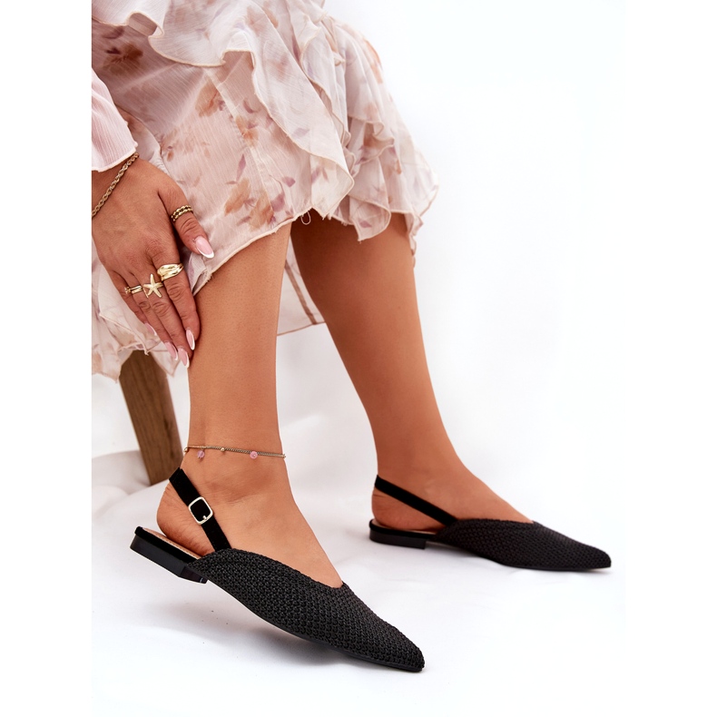 Women's ballerinas with braid and pointed toes black 3 Women's ballerinas with braid and pointed toes black 3