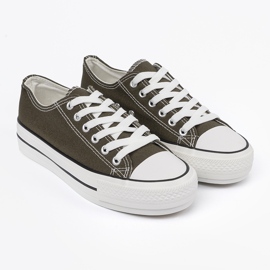 Women's dark green sneakers 2