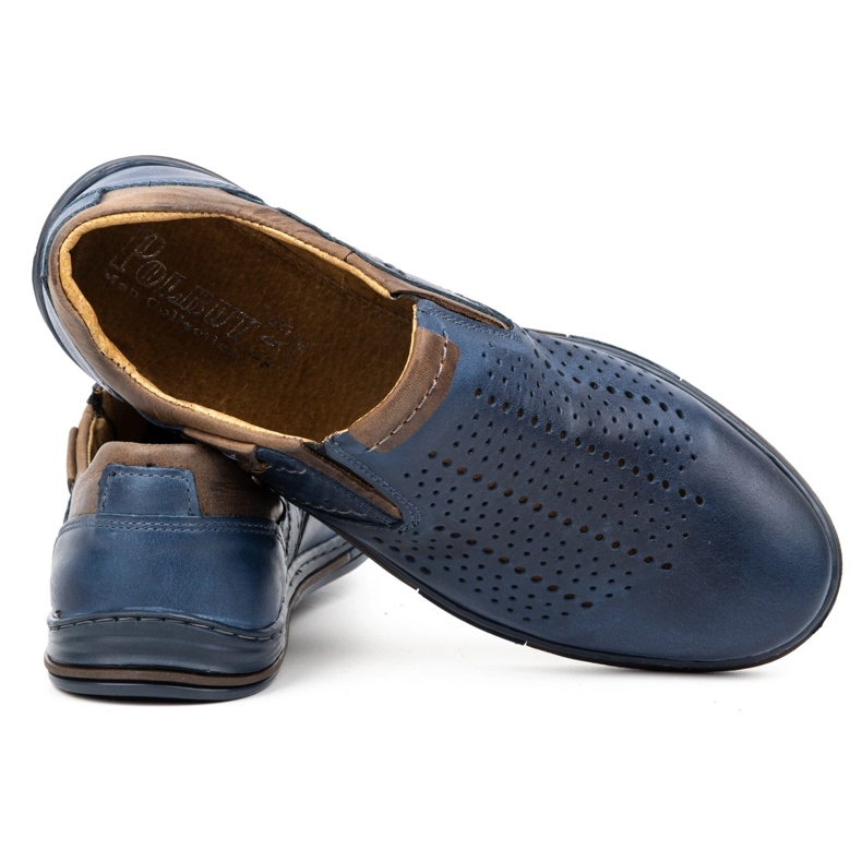 Polbut Men's summer leather shoes 401L navy blue with brown 4 Polbut Men's summer leather shoes 401L navy blue with brown 4