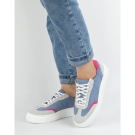 Olivier Women's leather sneakers on the N1202S4 platform blue 1 Olivier Women's leather sneakers on the N1202S4 platform blue 1