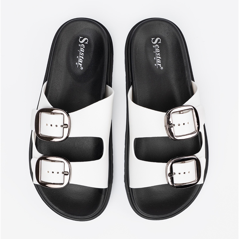Seastar White flip flops with silver buckles 2 Seastar White flip flops with silver buckles 2