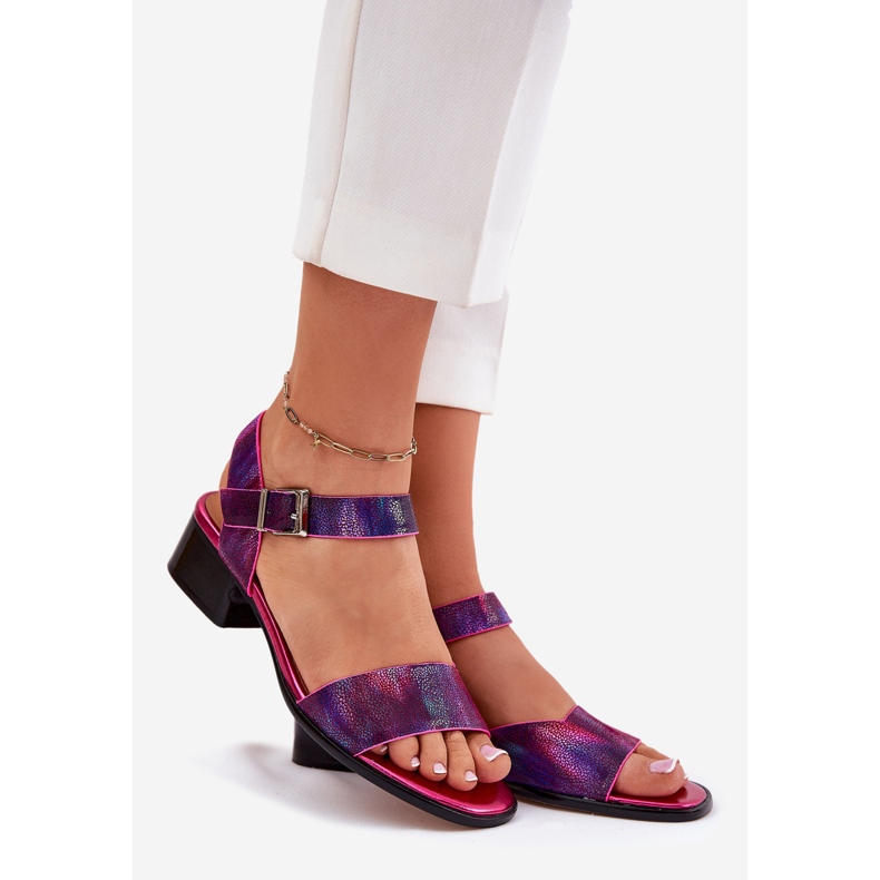 Maciejka n6802-15 leather football sandals pink 1